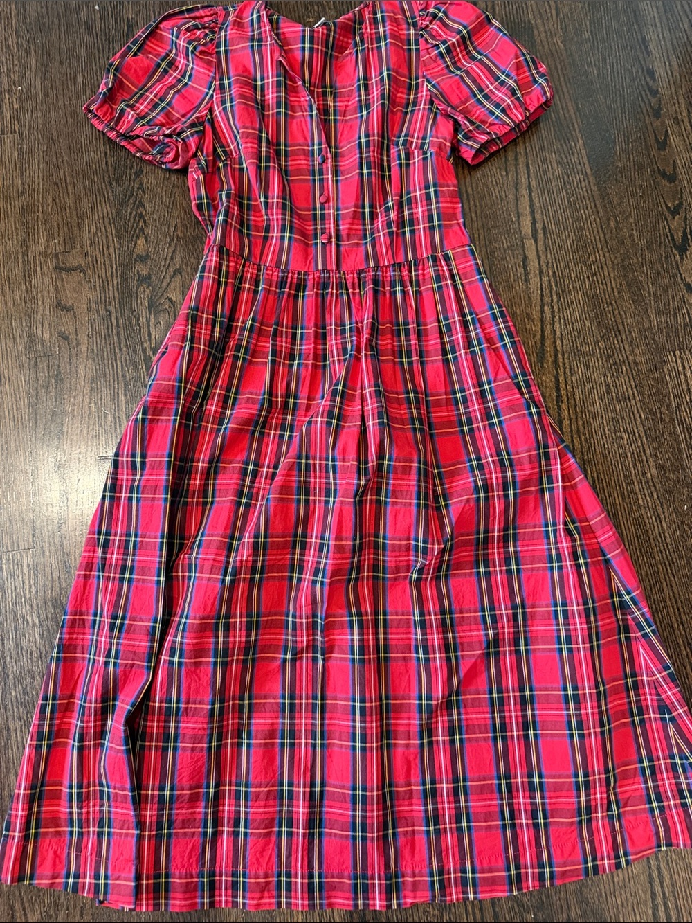 J.Crew Red Plaid Short Sleeve Dress